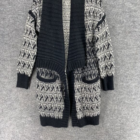 Cynthia Rowley Cardigan Women M Medium Gray Striped Alpaca Open Front Collared - Picture 4 of 9